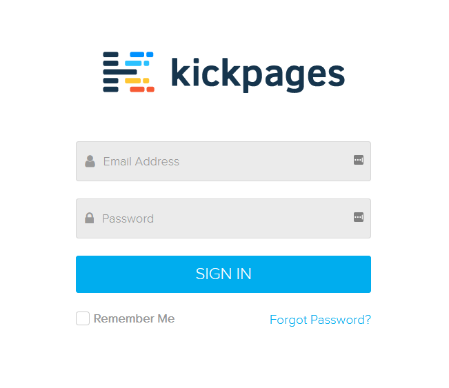 Kickpages login