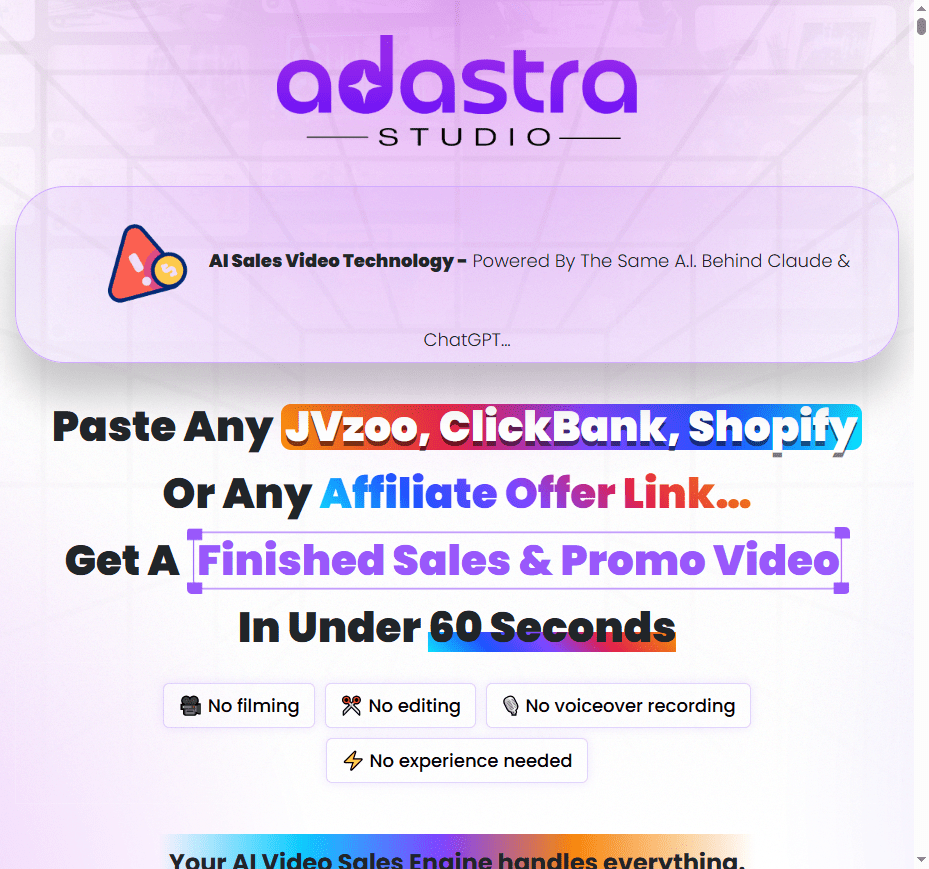 Adastra Studio OTO - sales page