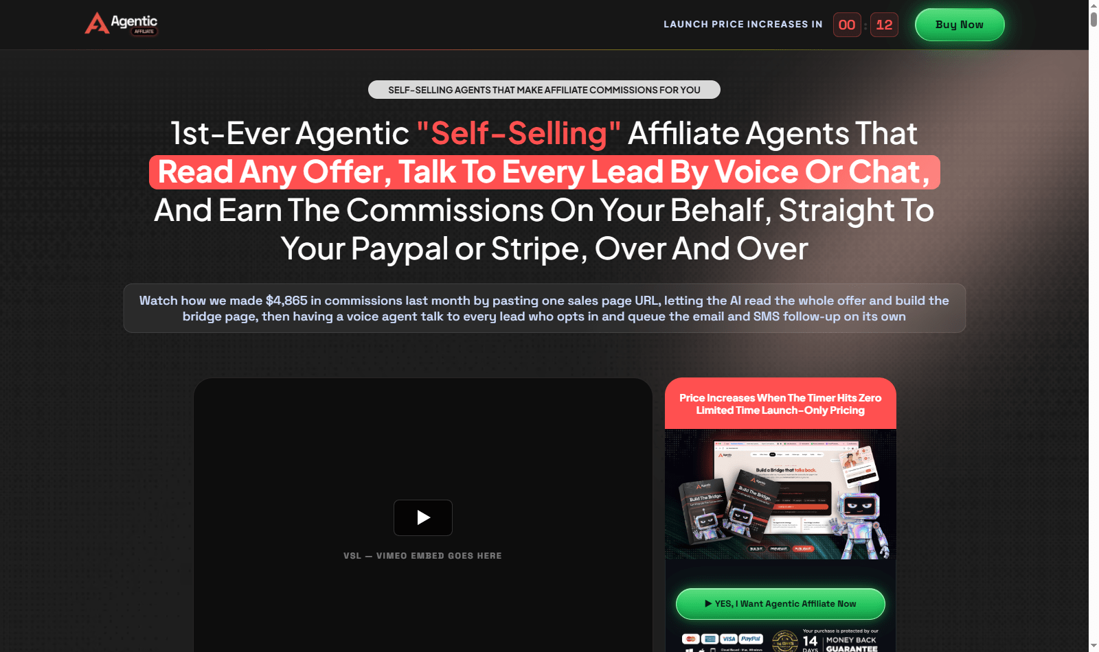 Agentic Affiliate OTO and funnel pricing