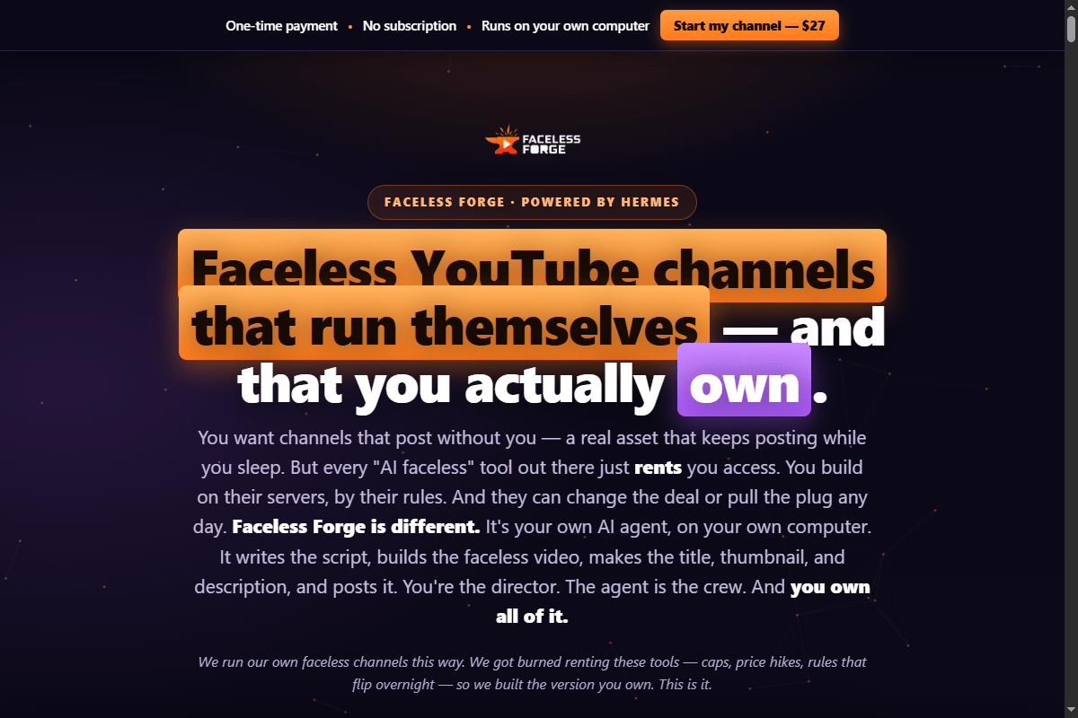 FacelessForge AI OTO - sales page