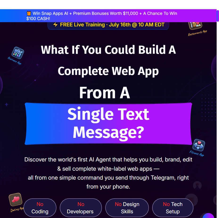 Snap Apps AI OTO sales page with all OTOs and pricing