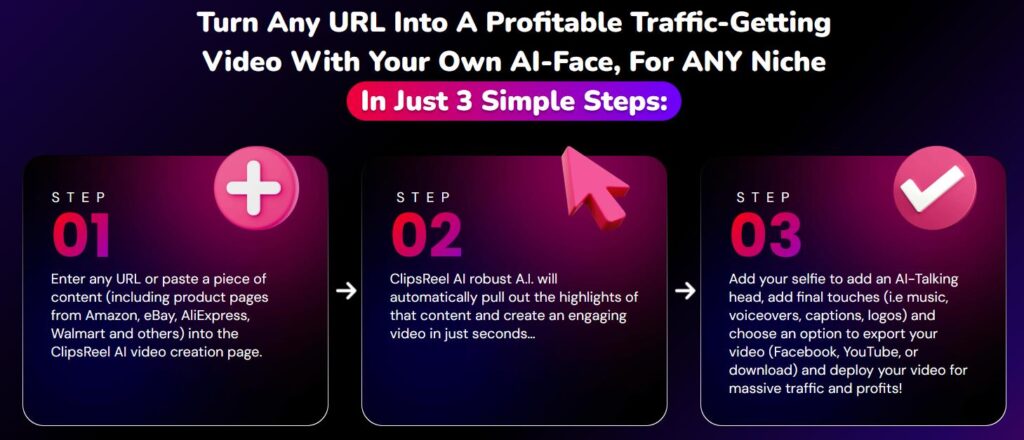 ClipsReelAI 3 steps to use